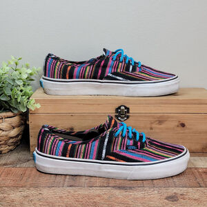Vans 8.5 Guate Stripe Mexican Serape Blanket Woven Low Top Skater Sneakers Shoes